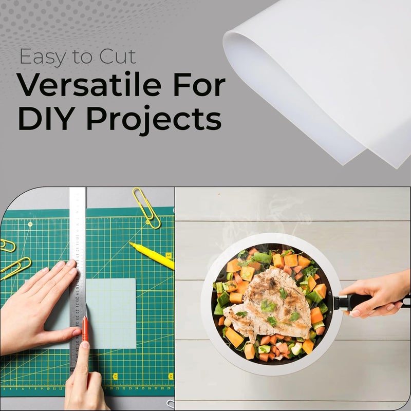 Exactly Rubber - Translucent Silicone Sheet, 50A Durometer Rubber Sheet, Semi Clear Silicone, Resistant -80 to 450°F, Food-Grade Silicone Placemat, 450% Elongation, Made in The USA, 1/32 x 12” x 18” - Image 5